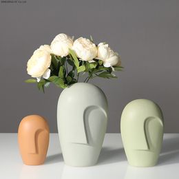 vases for table decorations UK - Vases Ceramic Abstract Art Human Face Vase Dried Flowers Hydroponic Flower Arrangement Accessories Living Room Table Decoration