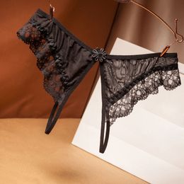 Women Open Crotch Lace Panties G String Sexy Lingeries Underwear Thongs Erotic Transparent Briefs Underpants Pants