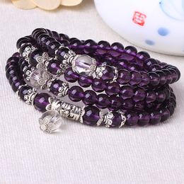 SN1525 6 mm Natural Purple Crystal Bracelet for Women New Arrival Design GemStone Yoga Bracelet Fashion Women`s Jewellery