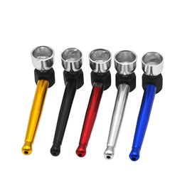 Latest Cool Colourful Metal Pipe Aluminium Hand Removable Mini Smoking Tube Portable Unique Design Dry Herb Tobacco DHL Free