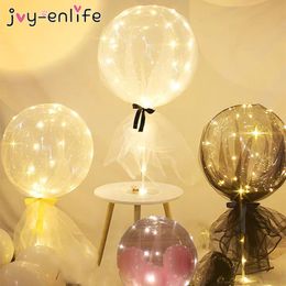 balloons table decorations NZ - LED Bobo Balloon With Organza yarn Wedding Table Decoration Baloon Stand set Birthday Party Decoration Adult kid Ballon Stick