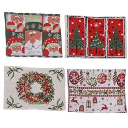 Winter Holiday Placemat Christmas Santa Claus Heat-Resistant Washable Table Place Mats for Kitchen Dining Table Decoration JK2008XB