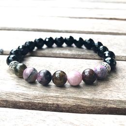 MG0928 New Design Genuine Tourmaline Energy Bracelet Cutting Black Onyx Stretch Bracelet Trendy Meditation Yoga Jewellery