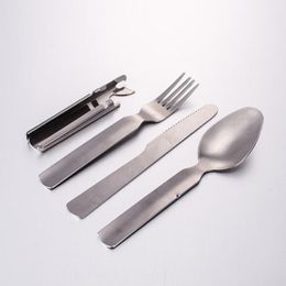 Wholesale Outdoor Gadgets, 150pcs/lot Portable tableware Outdoor camping picnic Stainless Steel fork knife spoon set custom logo