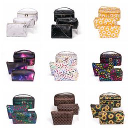 Marble Three-piece Cosmetic Bag PU Waterproof Wash Bag Large Capacity Travel Storage Bags Portable Organizer Travel 14 Designs BT655