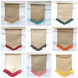 Christmas Garden Flags DIY Blank Burlap Garden Flags Courtyard Hanging Flag Christmas Decoration Size About 31*46cm 14 Designs BT131