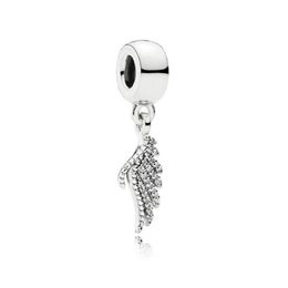 NEW 100% 925 Sterling Silver 1:1 791750CZ MAJESTIC FEATHERS SILVER HANGING CHARM Original Women Wedding Fashion Jewellery Gift