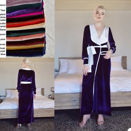 fall winter velvet bridal bathrobe long sleeve ladies night gowns ankle length women sleep wear wedding robe