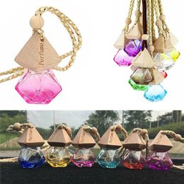 Car Perfume Bottle Pendant Essential Oil Diffuser 9 Colors Bag Clothes Ornaments Air Freshener Empty Glass Fragrance Bottles