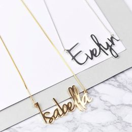 Fashion Personalized Carrie Style Name Pendant Necklace For Women Gold Custom Any Name Chain Choker Stainless Steel Jewelry Gift Y200810