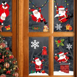 Merry Christmas Wall Stickers Fashion Santa Claus Window Room Decoration New Year Home Decor DHL Free Shipping