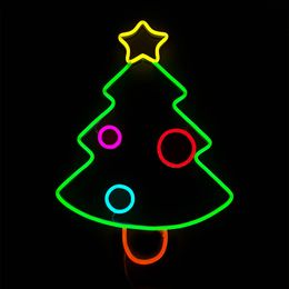 Xmas Party Decoration gift Medium Christmas Tree Sign Holiday Lighting Home Public Places Handmade Neon Light 12 V Super Bright