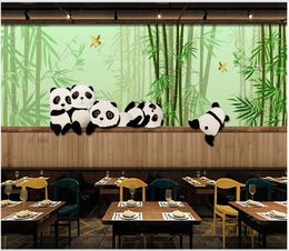 Custom photo wallpapers for walls 3d mural Hand painted panda bamboo forest mural decorative painting background wall papers home decoration