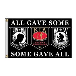 Pow Mia POWMIA KIA Wounded Warriors All Gave Some Some Gave All Flag 3x5ft 100D Polyester Free Shipping