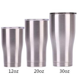 12 - 20 - 30oz Curved Tumbler Curving Stainless Steel Double Wall Vacuum Travel Mug Sparkle Holographic Tumblers with proof lid c02