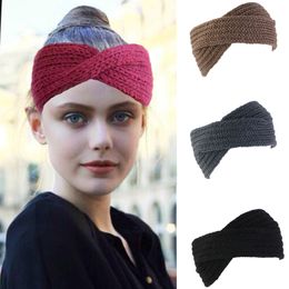 New Women Head Band Winter rhinestone twist headband Handmade crochet hair band girls knitted headwrap hair accessories