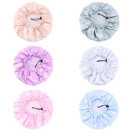 New satin bonnet Adjust Hair Styling Caps Print Large double layer silky sleep Cover Cap Night Hat Hair Styling Tools