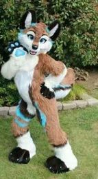 -2019 profesional hecho nuevo de Halloween largo pieles de perro Husky Fox traje de la mascota Fursuit
