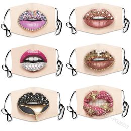 Lip Tooth Respirator Mouth Crystal Print Face Masks Cotton Fashion Breathing Mascherine Washable Custom Kid Lady Earloop 3xb C2