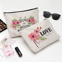 Cosmetic Bag Digital Printed Makeup Bags Waterproof Handbag Flax Purse Storage Bags Organiser Travel Toiletries Storage Bag 6 Designs BT598