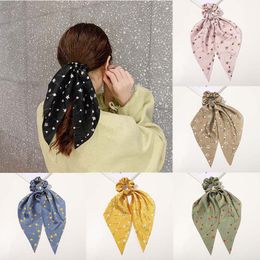 2020 New Floral Print Scrunchie Silk Elastic Hair Band For Women Scarf Bows Rubber Ropes Girls Hair Ties Hair Accessories