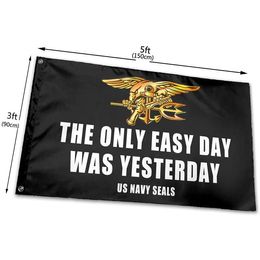 The Only Easy Day was Yesterday Us Navy Seals Flag 3x5ft Printing Polyester Outdoor or Indoor Club printing Banner and Flags Wholesale