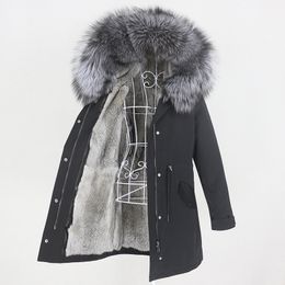 OFTBUY 2020 Long Waterproof Parka Natural Raccoon Fur Collar Hood Real Fur Liner Coat Winter Jacket Women Detachable