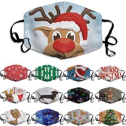 Fashion Christmas Masks Deer Printed Xmas Face Masks Anti Dust Snowflake Christmas Mouth Cover Washable Reusable With Masks Filters FD7786