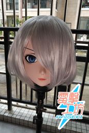 (RK MASK 19) Handmade Women Girl Silicone Full Head Mask Cosplay Kigurumi Mask Crossdresser BJD Doll Kigurumi Japanese KIG Anime Masks