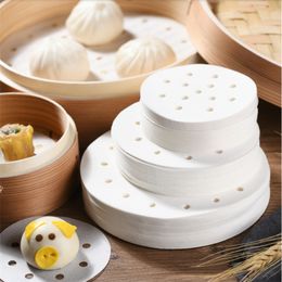 400pcs Large Round Steamed Bun Papers With Holes Non-stick Household Snack Bread Cake Steamer Oil Paper Pads