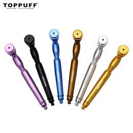 TOPPUFF Aluminium Tobacco Pipes With Metal Pipe Screen 142MM Metal Smoke Hand Pipes For Herb Hand Spoon Tobacco Pipe