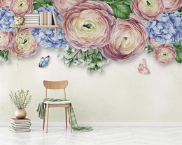 3d Flower Wallpaper 3d Bedroom Wallpaper Nordic Watercolour Rose Flower TV Background Wall Romantic Decorative Silk 3d Mural Wallpaper