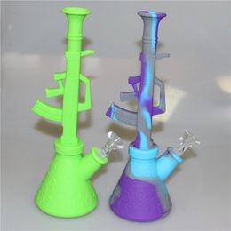 DHL SHIP 11 Inches Height Silicone Bong Silicon Hookah Shisha Water Pipe Portable dab oil rig