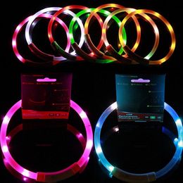 USB Charge Pets Dog Collar LED Outdoor Luminous Safety Pet Dog Collars Light Adjustable LED Flashing Puppy Collar Pet Supplies SN3312