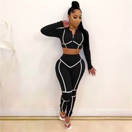 New Plus size 2X Women fall winter tracksuits hooded jacket crop top+stack pants two piece set long sleeve sweatsuits casual black outfits 3716