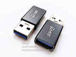 USB Connectors, Aluminium Alloy Shell USB3.0 A Male to A Female Adapter Coupler Connector Extender Converter/100PCS