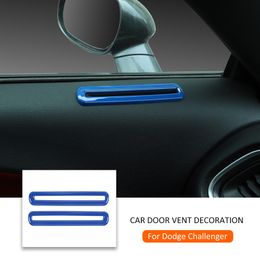 Blue ABS Car Door Air Outlet Vent Trim Cover Bezels For Dodge Challenger 2015 UP Interior Accessories