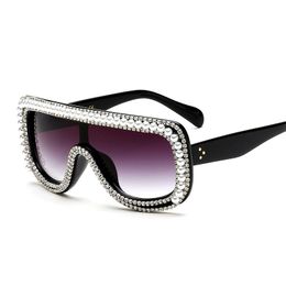 New popular fashion luxury designer sparkling diamond crystal pearl studs rectangle Colour changing stylish women sunglasses