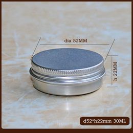 100pcs/lot 30g Aluminium Cosmetic Jar Screw Lid 30ml Eyes Lip Balm Mask Tin Ointment Hand Cream Box Refillable bottles Candle Can