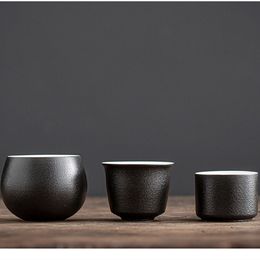 Black pottery tea cup ceramic teacup tea bowl master cup individual single cup Vintage ceramic