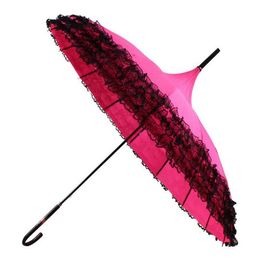 10pcs/lot New Fashion Elegant Semi-automatic Lace Umbrella Fancy Pagoda Umbrellas 11 Colours Optional