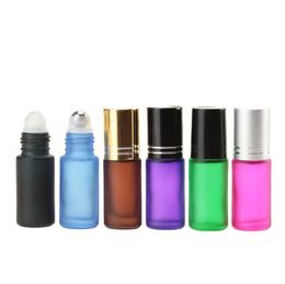 5ml Frosted Thick Glass Perfume Roll on Bottle with Stainless Steel Ball Essential Oil Bottle fast shipping SN1352