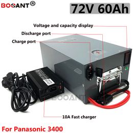72V 60Ah 5000W lithium ion battery pack for Panasonic 18650 cell 20S 3000W electric bicycle with 84V 10A Charger