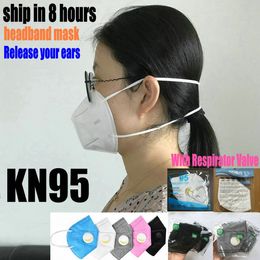 KN95 Designer face mask FFP2 headband mask Activated Carbon luxury Reusable Breathing Respirator Valve 6 layer protective Masks Black