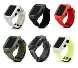 apple watch 42mm screen protector Canada - Waterproof Silicone Straps Case for Apple Watch Band Series 5 4 3 2 1 iwatch 38MM 42MM 40MM 44MM Strap Screen Protector Cover