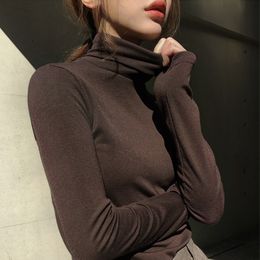 Autumn Winter Sweater Women Basic Slim Fitted Office Lady Turtleneck Pullovers Solid CX200810