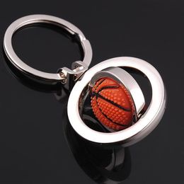 Metal Rotatable Basketball key ring sport football golf keychain holders bag hangs fashion jewelry