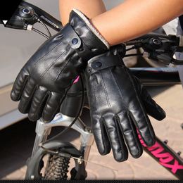 2020 New Cool Men Cycling Driver Winter Gloves Faux Leather And Cloth Patchwork Style Lining Fleece Thick Glove
