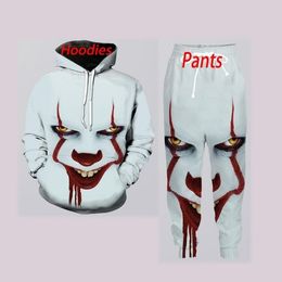 New Fashion Mens/Womens Stephen King It Joker Funny 3D Print Casual Hoodie+Pants S270