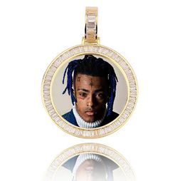 14K Gold Custom Made Memory Picture Photo Pendant Iced with 18" 20" 24" Rope Chain Necklace Zircon Bling Mens Hip hop Rock Jewellery